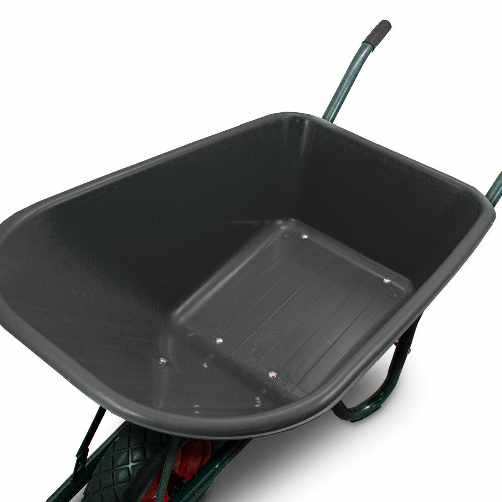 Černý kolečko s PVC mísou, silné, s plným kolem, zahradní vozík do 250 kg M18348